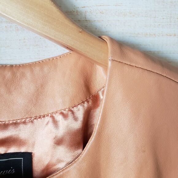 Vintage Jerry Lewis Leather Cropped Round Neck Button Front Jacket Women's Small - Picture 9 of 16